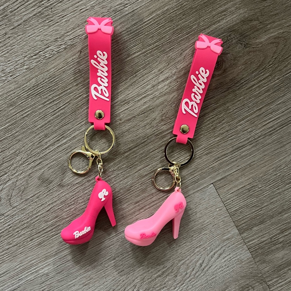 Barbie Pink High Heel Keychains with Gold Rings